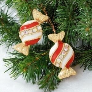 BETSEY JOHNSON PEPPERMINT CANDY HOLIDAY EARRINGS